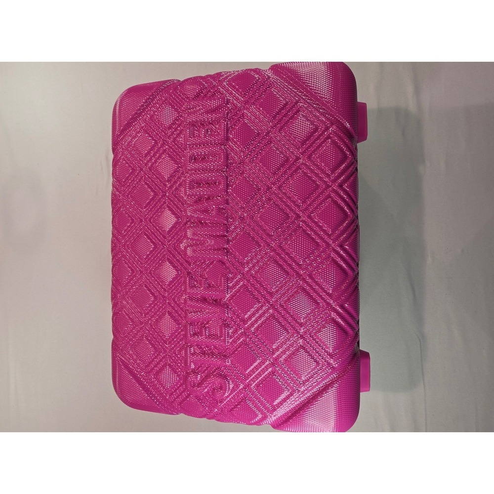 Steve Madden Pink Hardshell Vanity Case Travel Makeup Bag Diamond Quilt Mirror